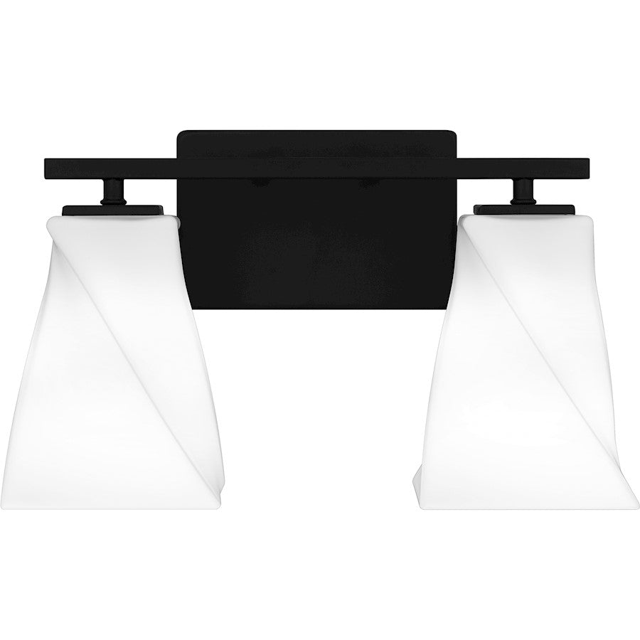 Quoizel Stetson 2 Light Bath Light, Matte Black/Opal Etched Glass - STS8615MBK