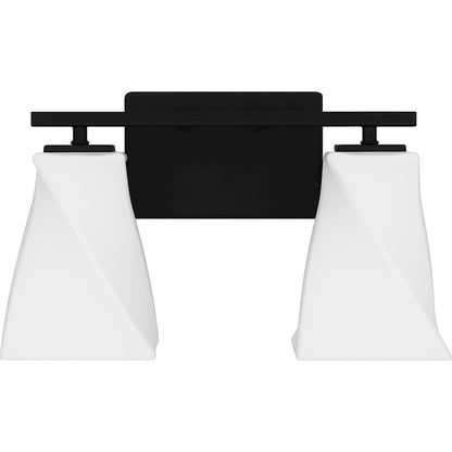 Stetson 2 Light Bath Light, Matte Black/Opal Etched Glass