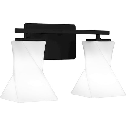 Stetson 2 Light Bath Light, Matte Black/Opal Etched Glass