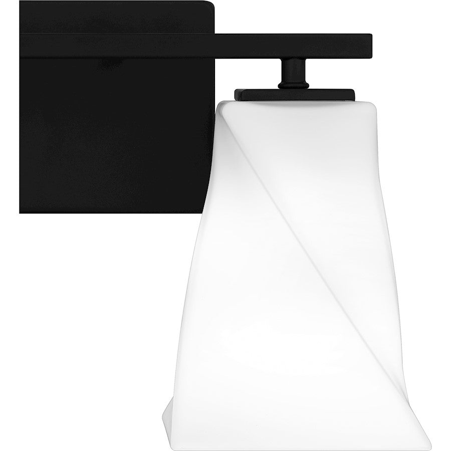 Stetson 2 Light Bath Light, Matte Black/Opal Etched Glass