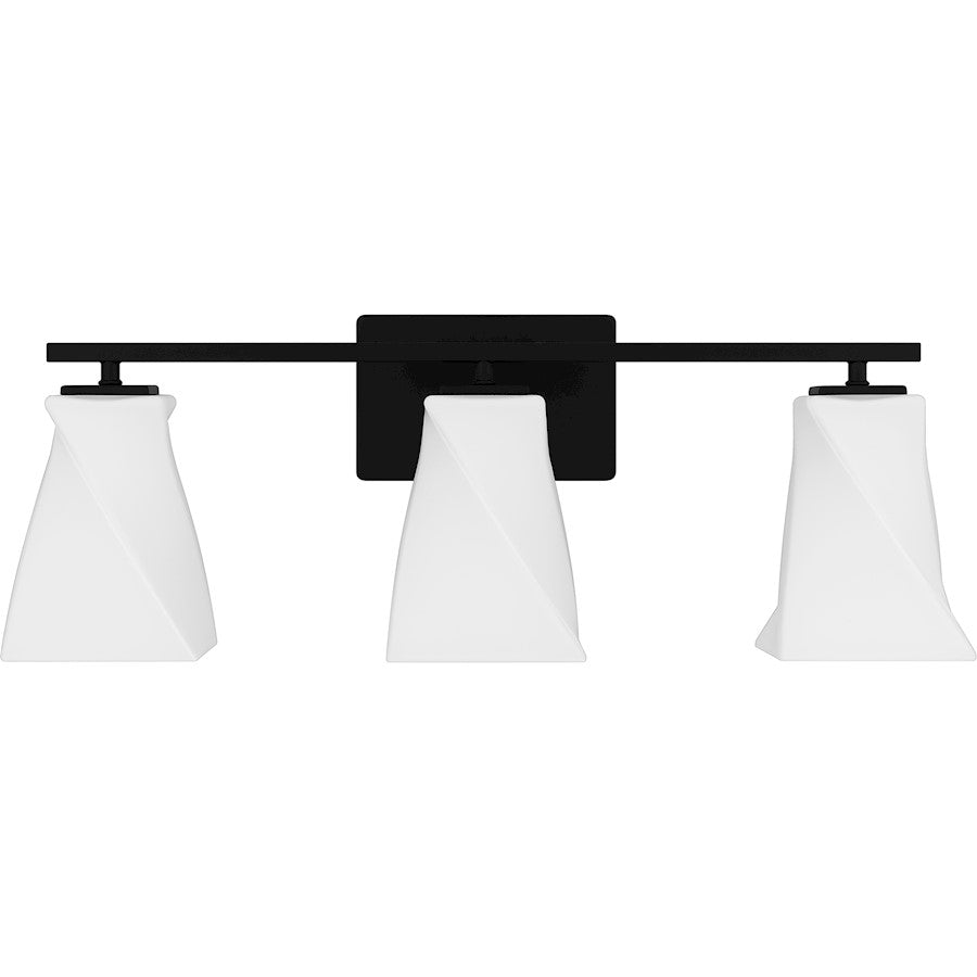 Stetson 3 Light Bath Light, Matte Black/Opal Etched Glass