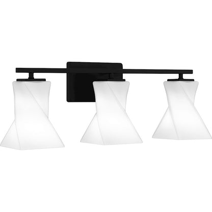 Stetson 3 Light Bath Light, Matte Black/Opal Etched Glass