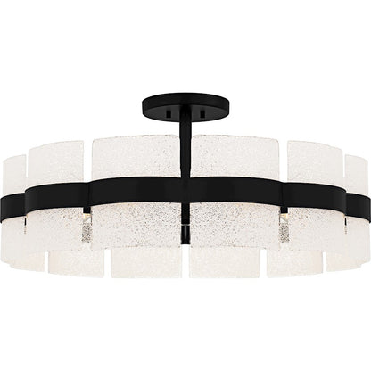 Quoizel Sweeney 6Lt Semi-Flush Mount, Black/Clear/White Sand Inside - SWE1730MBK