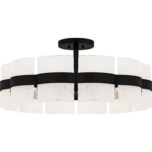 Quoizel Sweeney 6Lt Semi-Flush Mount, Black/Clear/White Sand Inside - SWE1730MBK