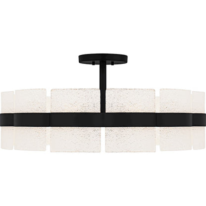 Sweeney 6Lt Semi-Flush Mount, Black/Clear/White Sand Inside