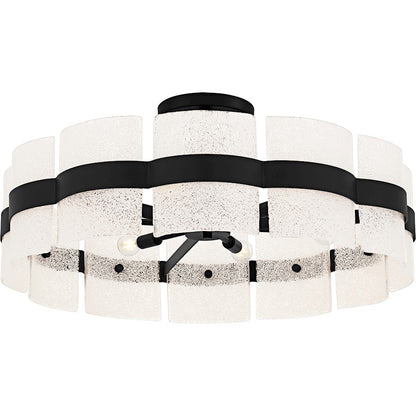 Sweeney 6Lt Semi-Flush Mount, Black/Clear/White Sand Inside