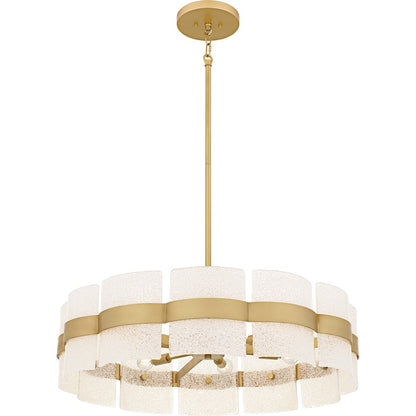 Sweeney 6Lt Pendant, Soft Gold/Clear /White Sand Inside