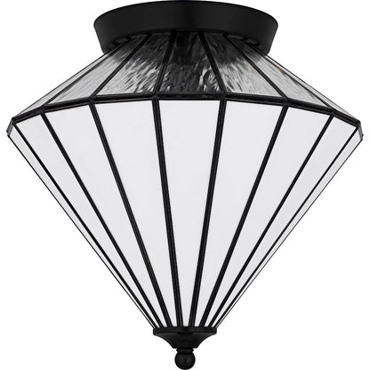 Liam 3Light Flush Mount, Matte Black/Multicolor Art Glass