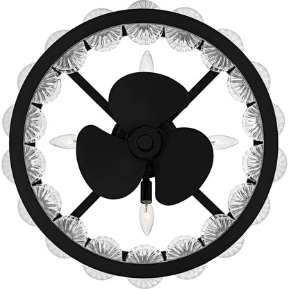 Terrarock 4Light Fandelier, Matte Black/Clear Ribbed Glass