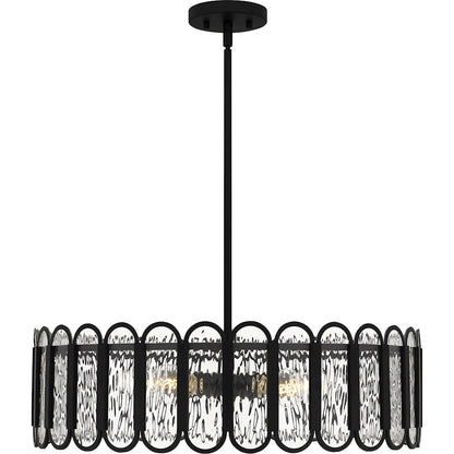 Vera 5 Light Pendant, Matte Black/Clear Glacier Glass