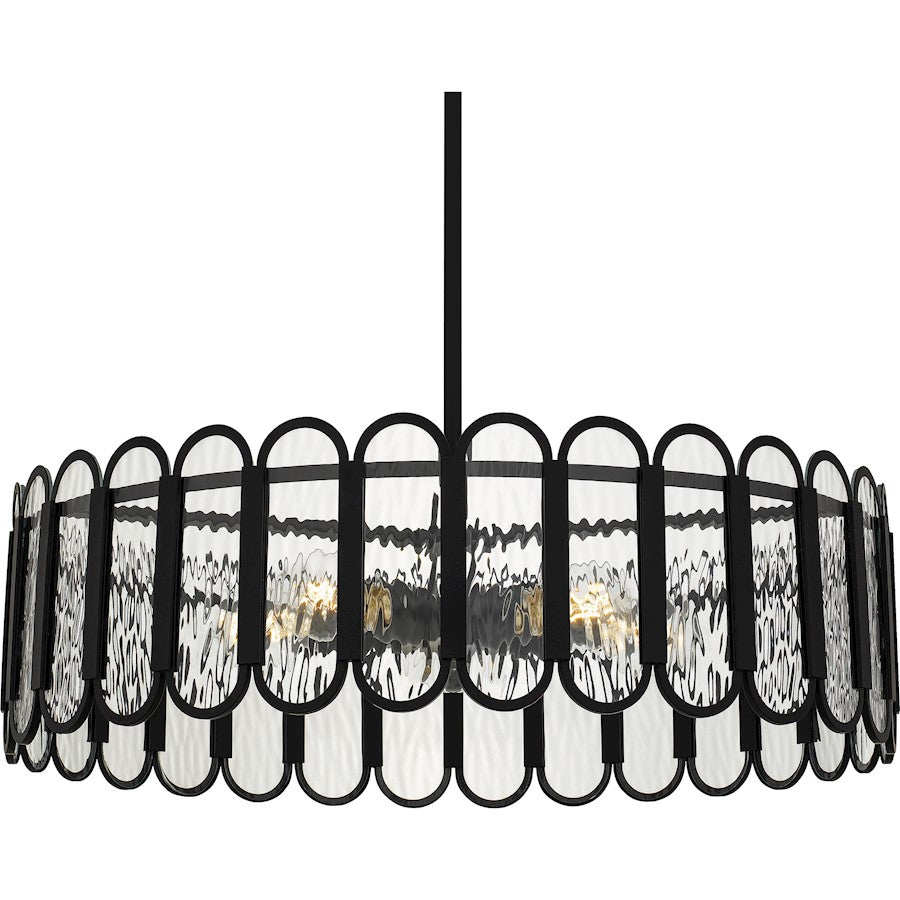 Vera 5 Light Pendant, Matte Black/Clear Glacier Glass