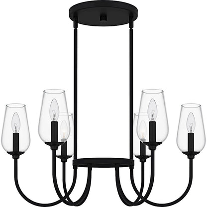 Viscount 6Light Chandelier, Matte Black/Clear Glass