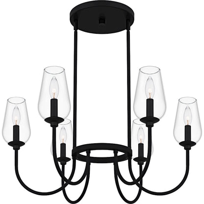 Viscount 6Light Chandelier, Matte Black/Clear Glass
