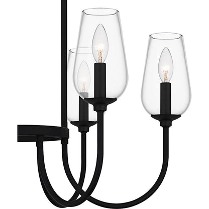 Viscount 6Light Chandelier, Matte Black/Clear Glass