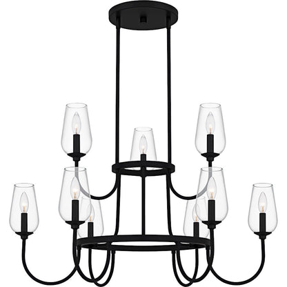 Quoizel Viscount 9Light Chandelier, Matte Black/Clear Glass - VSC5036MBK