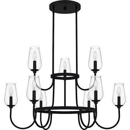 Viscount 9Light Chandelier, Matte Black/Clear Glass