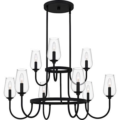 Viscount 9Light Chandelier, Matte Black/Clear Glass