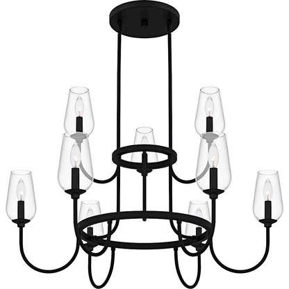 Viscount 9Light Chandelier, Matte Black/Clear Glass