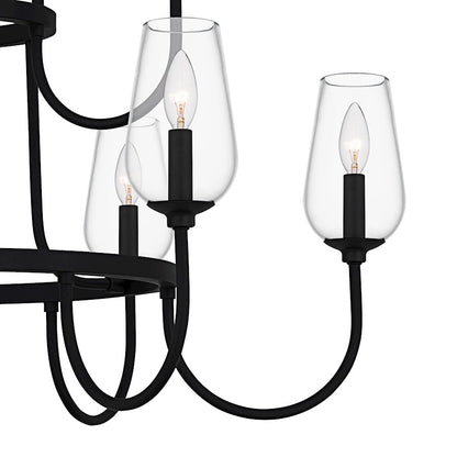 Viscount 9Light Chandelier, Matte Black/Clear Glass
