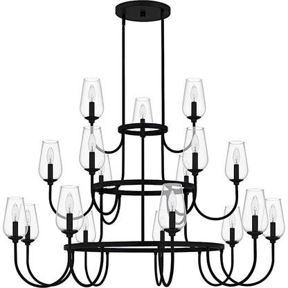 Viscount 18Light Chandelier, Matte Black/Clear Glass