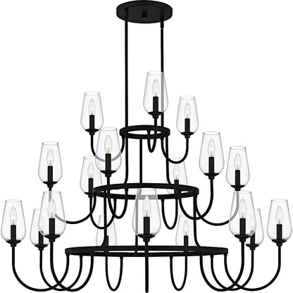 Viscount 18Light Chandelier, Matte Black/Clear Glass