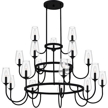 Viscount 18Light Chandelier, Matte Black/Clear Glass