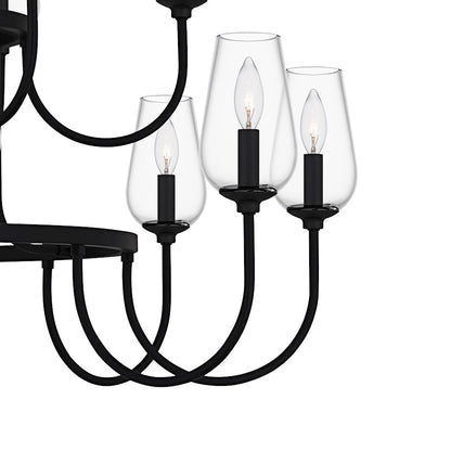 Viscount 18Light Chandelier, Matte Black/Clear Glass