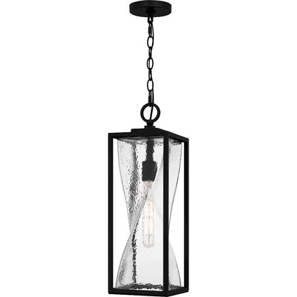 Quoizel Zarah 1Light Mini Pendant, Matte Black/Clear Hammered Glass - ZAR1507MBK