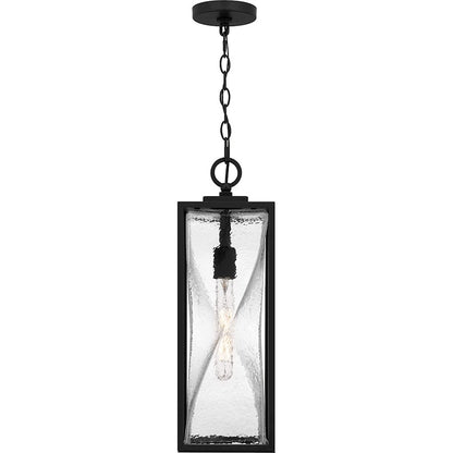 Zarah 1Light Mini Pendant, Matte Black/Clear Hammered Glass