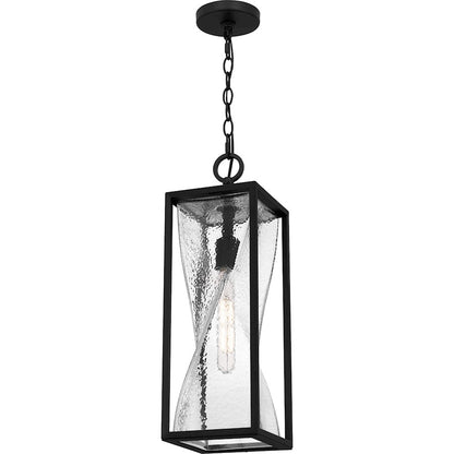 Zarah 1Light Mini Pendant, Matte Black/Clear Hammered Glass
