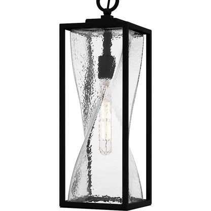 Zarah 1Light Mini Pendant, Matte Black/Clear Hammered Glass