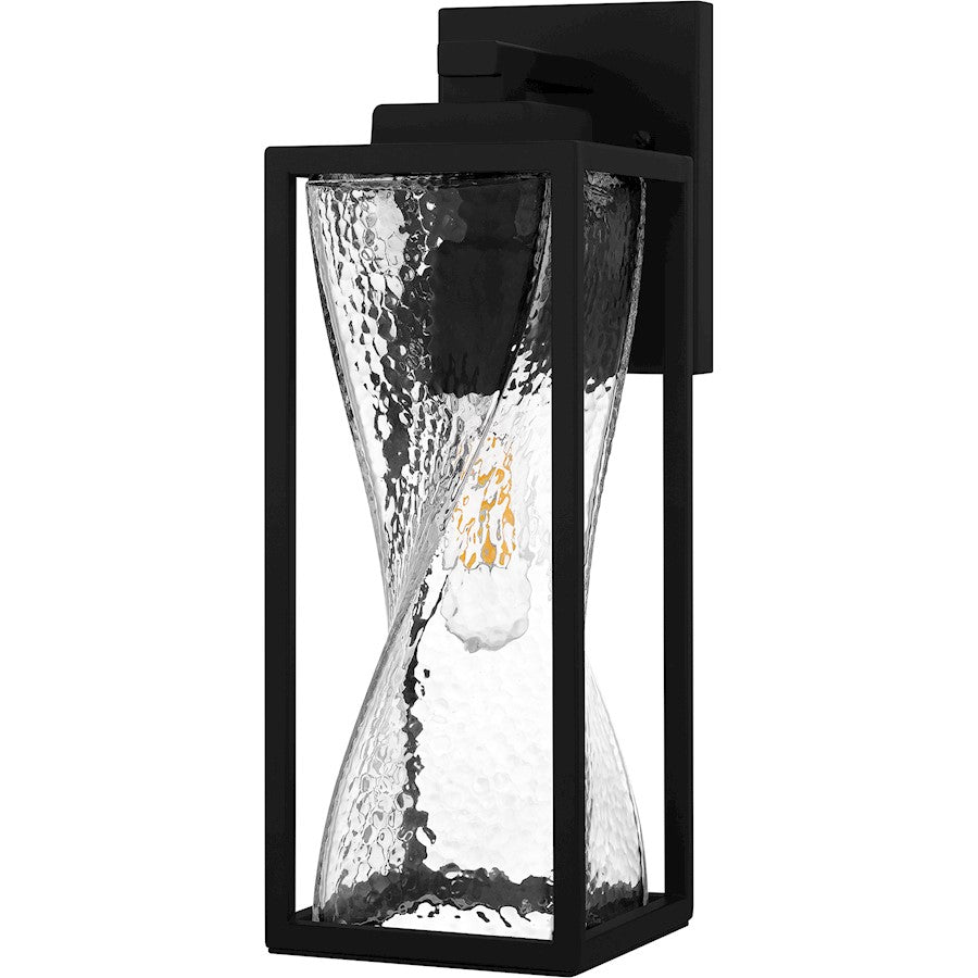 Zarah 1Lt 14" Outdoor Lantern, Black/Clear Hammered Glass