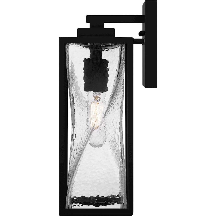 Zarah 1Lt 14" Outdoor Lantern, Black/Clear Hammered Glass