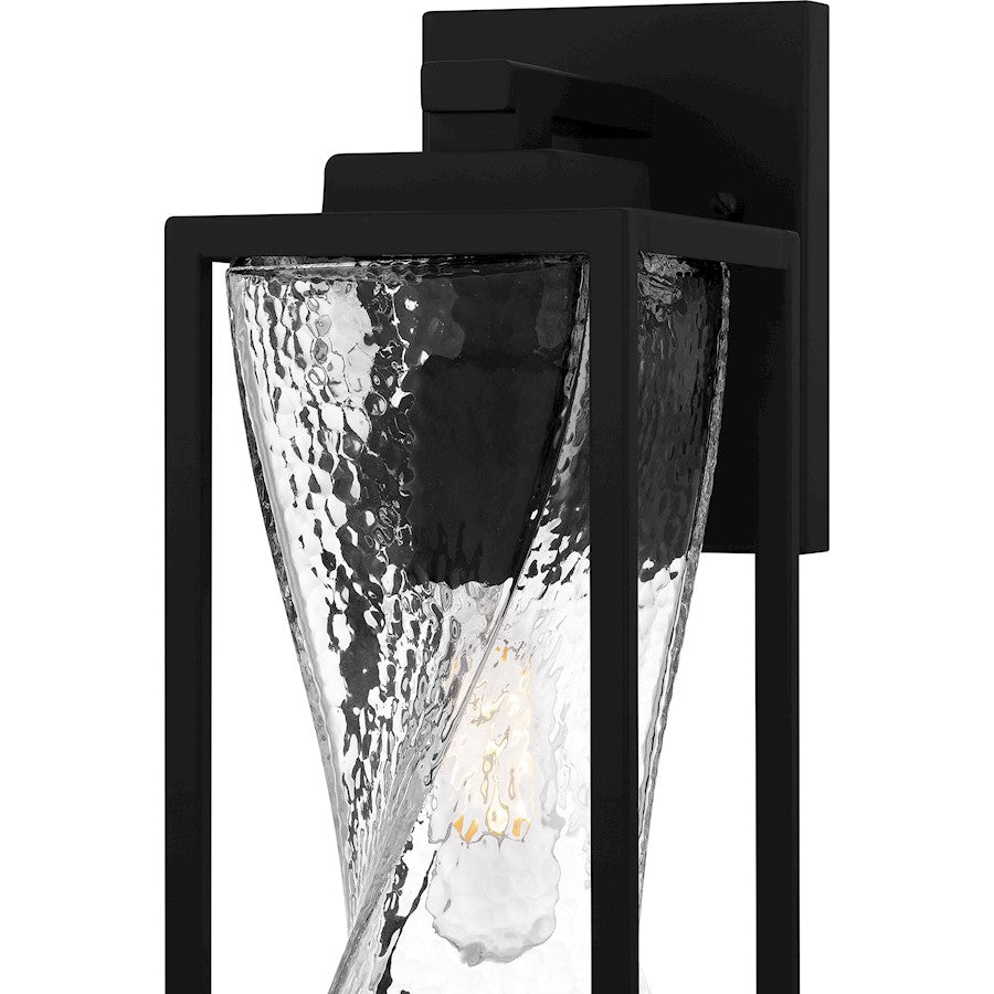 Zarah 1Lt 14" Outdoor Lantern, Black/Clear Hammered Glass