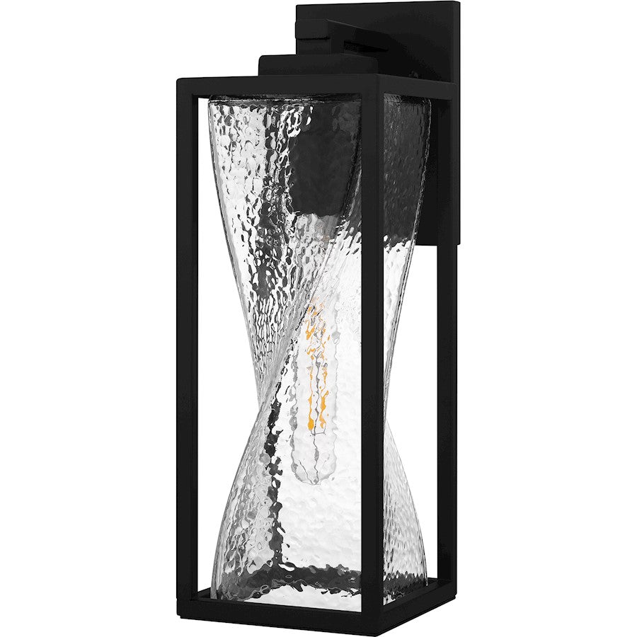 Zarah 1Lt 17" Outdoor Lantern, Black/Clear Hammered Glass