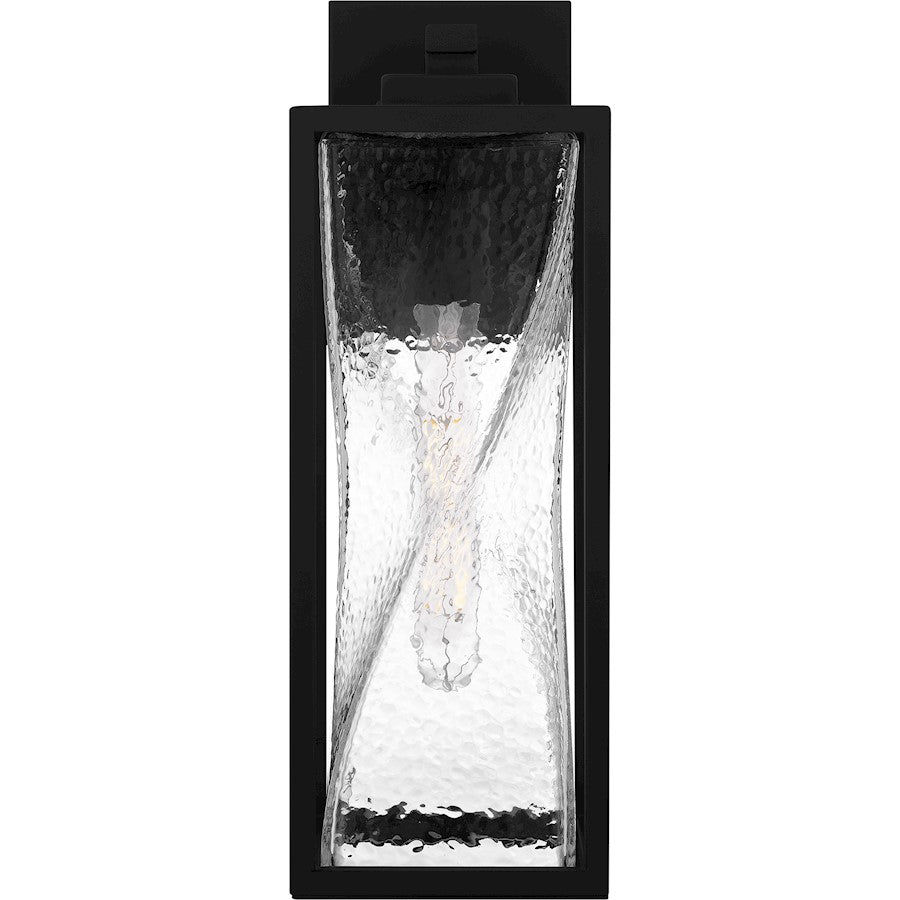 Zarah 1Lt 17" Outdoor Lantern, Black/Clear Hammered Glass