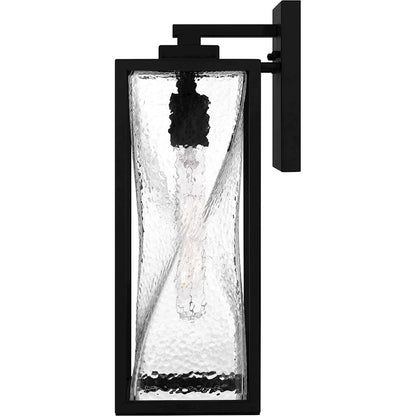 Zarah 1Lt 17" Outdoor Lantern, Black/Clear Hammered Glass