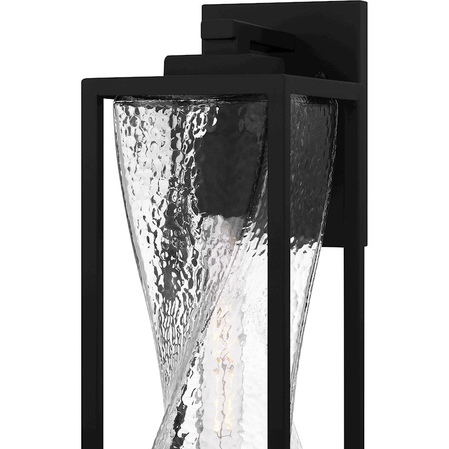 Zarah 1Lt 17" Outdoor Lantern, Black/Clear Hammered Glass