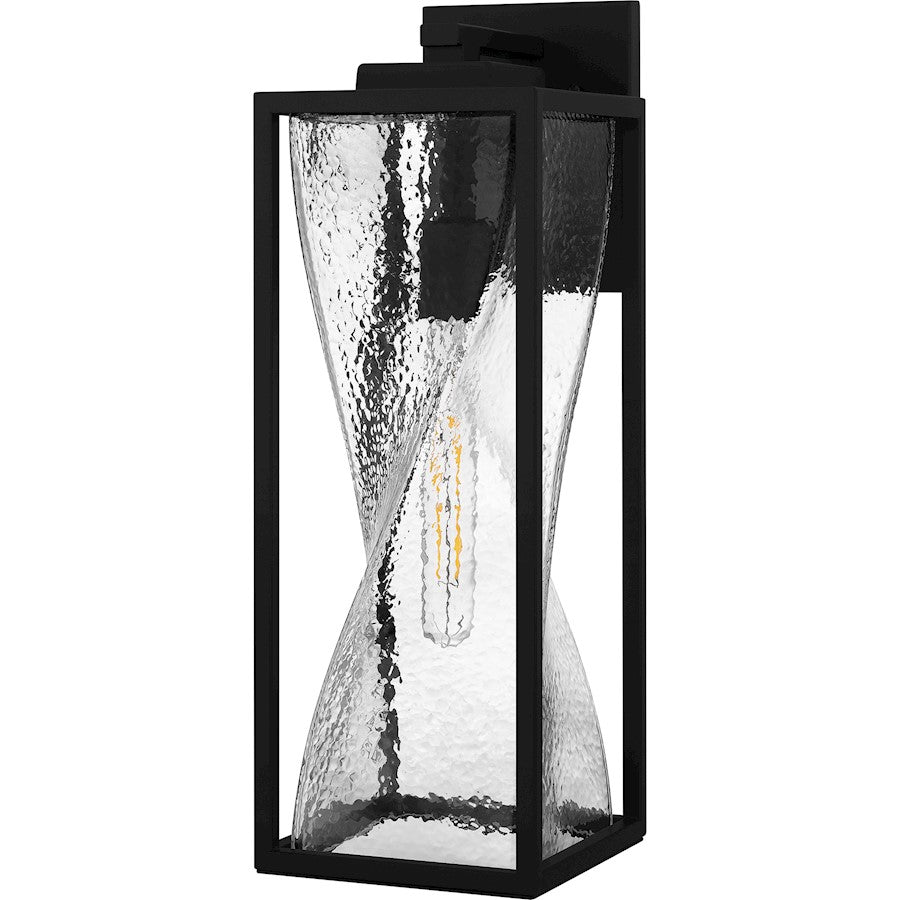 Zarah 1Lt 20" Outdoor Lantern, Black/Clear Hammered Glass