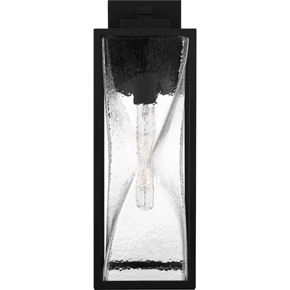 Zarah 1Lt 20" Outdoor Lantern, Black/Clear Hammered Glass