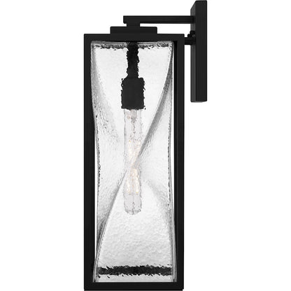 Zarah 1Lt 20" Outdoor Lantern, Black/Clear Hammered Glass