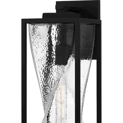 Zarah 1Lt 20" Outdoor Lantern, Black/Clear Hammered Glass