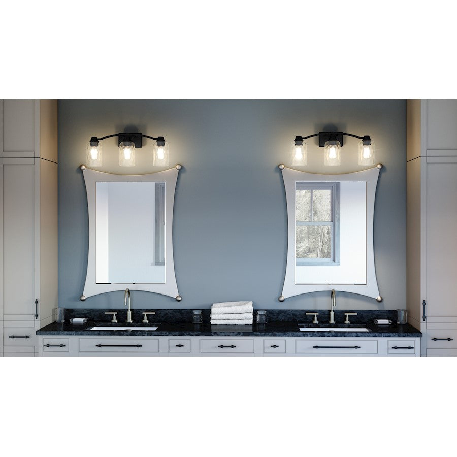 Quoizel Acacia 3 Light Bath Vanity Light, Brushed Nickel/Clear Water - ACA8623BN