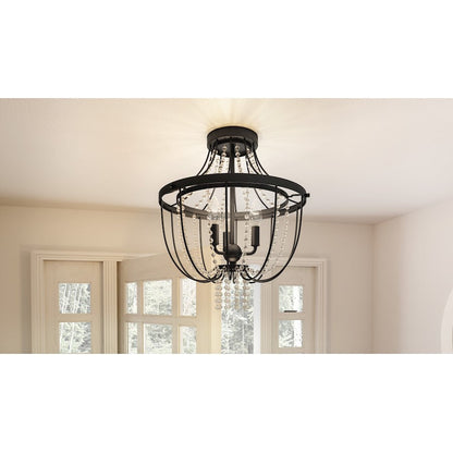 Adelaide 3 Light Semi-Flush Mount, Matte Black