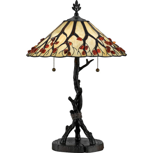 2 Light Whispering Wood Table Lamp, Valiant Bronze