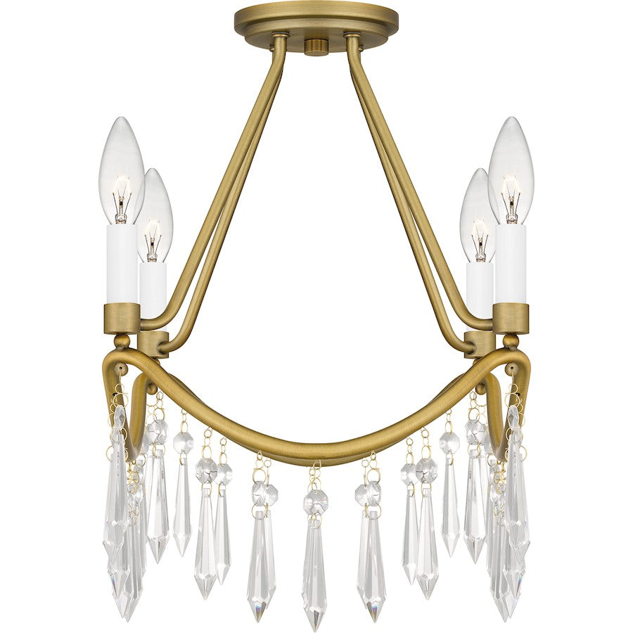 Airedale 4 Light Semi-Flush Mount, Aged Brass