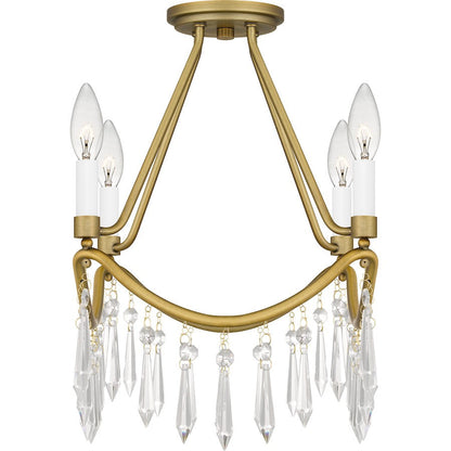 Airedale 4 Light Semi-Flush Mount, Aged Brass