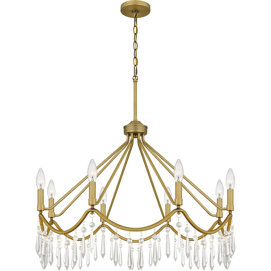 Airedale 8 Light Chandelier, Aged Brass