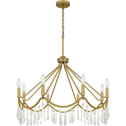 Airedale 8 Light Chandelier, Aged Brass