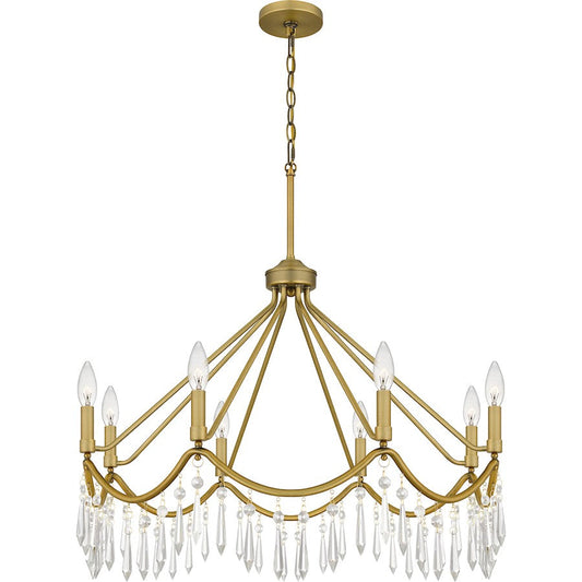 Airedale 8 Light Chandelier, Aged Brass